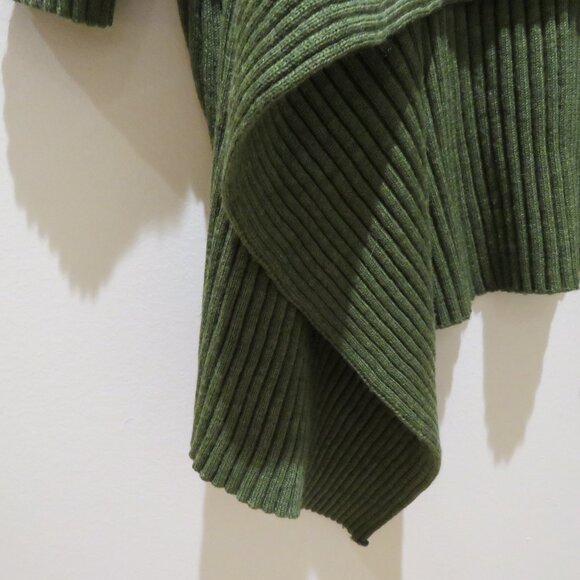 EILEEN FISHER 100% Merino Wool Ribbed Knit Open Front Cardigan in Forest Green - Picture 8 of 16